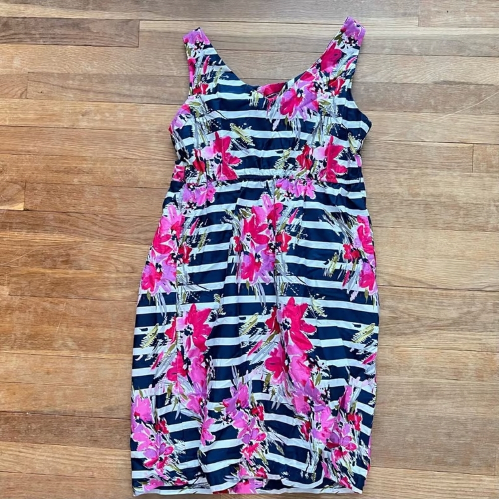 Floral Striped Dress - Pink and Blue